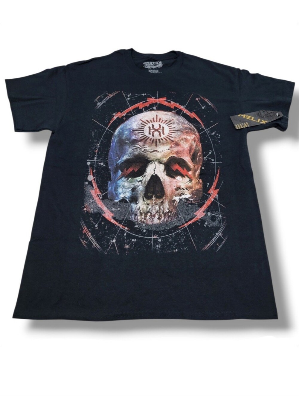 New Helix Shirt Size Medium MD Helix Graphic Print T-Shirt Skull Graphic Tee NWT